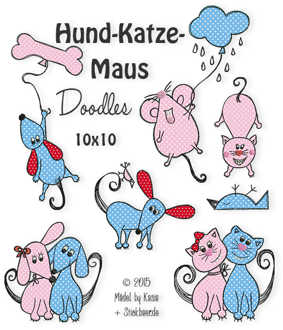 Hund-Katze-Maus-Doodles