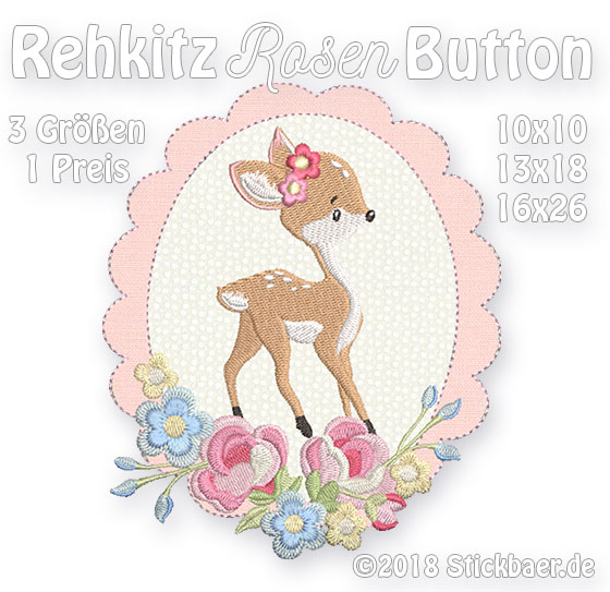 Rehkitz-Rosen-Button