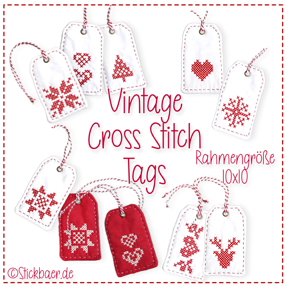 Vintage Cross Stitch Tags
